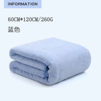 婴儿浴巾新生儿童浴巾超柔吸水不掉毛四方抱被宝宝儿童洗澡大毛巾 糖果蓝色 四季长方形浴巾[60*120]