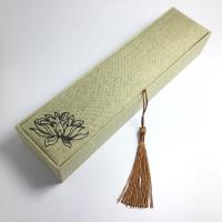 复古风高档亚麻流苏首饰盒项链盒古典发簪盒子麻布礼盒莲花包装盒 亚麻礼盒一个(空盒子)