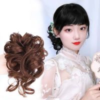 远方情 长须卷发假发发圈丸子头气质哑光高温丝皮筋自然蓬松T1203 优雅长须卷发发圈 浅棕色