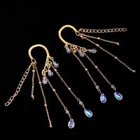 面帘古风遮脸汉服遮面纱配饰流苏步摇挂耳古装饰品全套发饰头饰女 耳挂-金