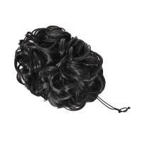 旗袍假发盘发拉花加长版混合拉花假发女蓬松复古弹力拉花新娘仿真 自然黑 [多用型]仿真丝大号拉花