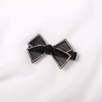 韩版发饰水钻边夹迷你发卡子小号发夹蝴蝶结鸭嘴夹刘海夹头饰品女 领结款黑色1个