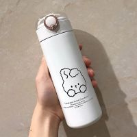 水杯女可爱高颜值吸管保温杯学生儿童外出便携小巧瓶女孩产妇杯子 白色朵拉480ml(透明盖) 无杯子只有斜跨绳+3D贴纸(