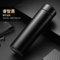 国潮智能测温保温杯男女便携真空304不锈钢水杯子学生韩版茶杯 黑色500ml[普通盖] 单杯