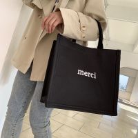 大学生上课包包2020新款韩版简约单肩托特包女ins日系软妹手提袋 黑色[关注店铺优先发]