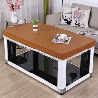 pu皮罩烤火罩新款电炉罩桌面防水防油茶几皮罩套客厅免洗桌布皮罩 栗色高档蕾丝边 80*80