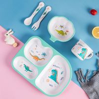 新款小恐龙儿童餐具套装宝宝卡通分格婴儿吸盘式餐盘儿童碗勺防烫 新款小恐龙 [勺叉]