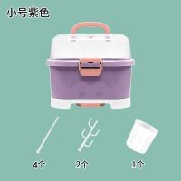 婴儿奶瓶收纳箱盒便携式大号宝宝餐具储存盒沥水防尘晾干架奶粉盒 小号8516 紫色