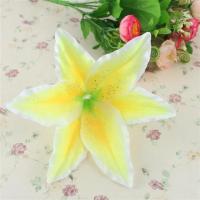 天天特价18cm带芯仿真百合花头 饰品花婚礼花 拱门外贸高档装饰花 黄色(单色100朵)