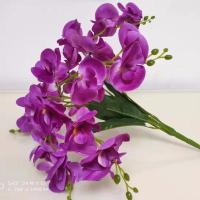 蝴蝶兰仿真花套装摆件家居客厅室内茶几电视柜假花盆栽装饰花摆 高档7叉蝴蝶兰紫色1支不含盆