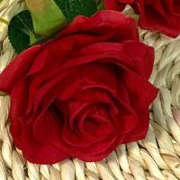 仿真玫瑰花束干花绢花假花朵饱满花婚庆家居客厅北欧装饰插花摆件 红色 6支[六六顺]