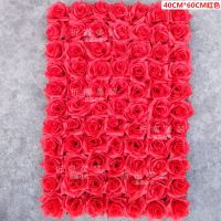 婚庆花墙摄影背景玫瑰花墙橱窗展厅玫瑰花墙设计仿真玫瑰花植物墙 红色卷玫瑰花坪(40CM*60CM)