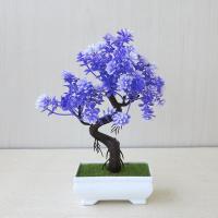 仿真假花盆景家居客厅桌面装饰品小摆件仿真植物小盆栽花卉摆设 鸿运当头紫色
