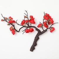 仿真梅花中国风腊梅假花客厅桌摆卧室落地插花干花婚庆花花束装饰 33厘米盆景红色梅花