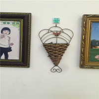 墙壁藤条果藤玫瑰吊篮客厅摆设植物装饰品家用仿真塑料绿树叶套装 花篮