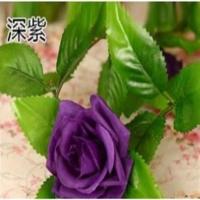 仿真玫瑰花藤植物蓝色妖姬果花藤条假花管道装饰塑料花假树叶藤蔓 2.3米9朵花深紫色