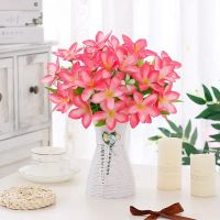 茶几餐桌摆件花艺冰箱摆放绢花仿真花客厅塑料假花套装干花束盆栽 B2花篮+2束新百合深粉