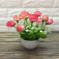 仿真花盆景摆件客厅家居茶几摆设假花塑料花假植物小盆栽套装饰品 珍珠苞盆栽[粉色]