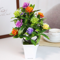 假花仿真花塑料花客厅卧室内装饰品花束家居餐桌茶几摆设花小树球 睡莲花多色花+10号花盆