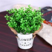 仿真假花美式铁艺插花装饰假花束小盆栽餐桌客厅摆设摆件塑料绢花 墨绿色 尤加利+小铁桶