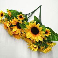 [大5头 大10头]仿真花向日葵花束太阳花绢花室内假花客厅装饰 .小13头 2束 不加花.篮