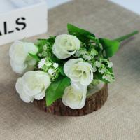 仿真花小绢花玫瑰花创意搭配客厅花餐桌茶几书桌摆设品假花装饰花 单枝玫瑰花(白)无瓶