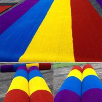 2厘米彩色草坪幼儿园跑道人造草坪地毯草皮人工塑料假草坪 彩色红黄2.0cm