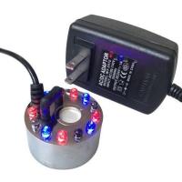 鱼缸雾化头超声波雾化器盆景造雾器假山出雾器加湿器烟雾造景 单头中雾12彩灯 电源+雾化头