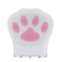 智能深度清洁电动洁面仪可充电声波清洁毛孔卸妆按摩美容 珍珠白 猫爪七档+精美包装+20cm充电线