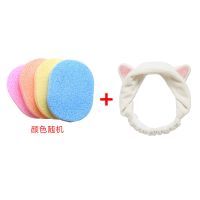 洗脸刷面部洁面仪深层清洁毛孔神器女软毛双面头手动洗面扑洁面巾 加厚洗脸扑2片+发带 颜色随机