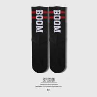 袜子女韩版中筒欧美ins风长筒袜女秋冬长袜子女学生中厚高帮袜子 字母BOOM 黑色(1双)
