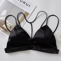 挂脖无钢圈短款美背裹胸抹胸防走光吊带背心薄新款文胸学生内衣女 1件黑色 S (建议65-95斤)