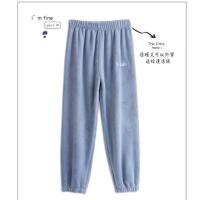睡衣女冬季加绒加厚珊瑚绒学生可外穿法兰绒保暖家居服套装秋冬款 雾蓝色 M [建议100斤内]