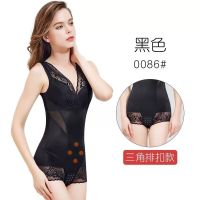 美人计塑身衣女收腹瘦身全身紧身美体衣收腹提臀燃脂无痕连体衣 0086 三角排扣 黑色 M 85-105斤