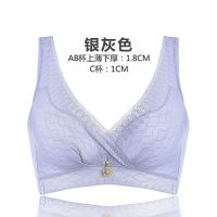 内衣女小胸聚拢夏季性感蕾丝调整型上托无钢圈收副乳美背文胸套装 [浪漫女神]银灰色 32A/70A