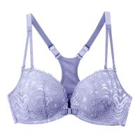 [单件/套装可选] 文胸聚拢小胸上托前扣美背内衣女无钢圈性感胸罩 紫蓝色(单件) 32/70A(中厚)