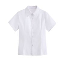 [三件套]两件套学院风百褶裙套装女夏宽松衬衫女学生韩版制服 白色单件短袖衬衫 XXS 50-60斤(小码)
