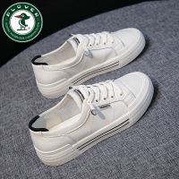 PLOVER啄木鸟2021新款夏季小白鞋女学生韩版百搭透气夏天配裙子潮 T01白黑 [皮面] 35