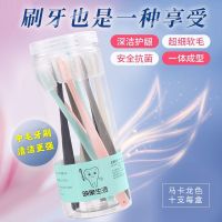 高档桶装牙刷软毛成人牙刷学生牙刷情侣牙刷家用牙刷牙膏杯子套装 桶装中毛10支