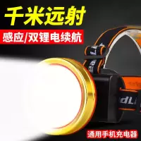 头灯强光可充电超亮感应LED探照灯头戴式夜钓灯超长续航锂电矿灯 6000K白光[智能感应]