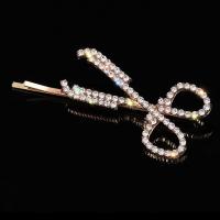 蝴蝶发饰韩版发夹后脑勺成人丸子头盘发发卡水钻插梳发梳发簪发饰 剪刀一字夹金色