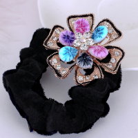 水钻头饰盘头发的饰品绒布盘马尾发圈发绳头绳头花皮筋头箍发卡女 [特价头花2]