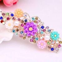 发梳盘发卡子夹子发夹发卡发饰头花插梳水钻头饰品成人女韩国饰品 玫瑰花[彩色]