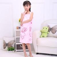 女童浴裙中大童可穿浴巾小学生卡通吊带游泳百变浴袍速干吸水加厚 [超吸水]浅粉色 小码 适合身高(1-1.3米)