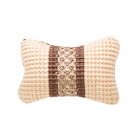 汽车头枕冰丝车用颈枕靠枕座椅颈椎枕头一对护颈靠枕车内饰品用品 米色款 [单个装] 独立枕芯