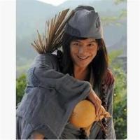 古装济公和尚服装 外套帽子葫芦扇子佛珠全套装电视剧乞丐补丁服 灰色 150