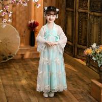 儿童汉服女童古装超仙飘逸连衣裙春夏中国风樱花公主仙女襦裙夏装 绿色齐胸连衣裙 110