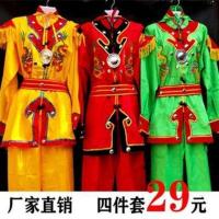 新款男士打鼓服威风锣鼓舞龙舞狮腰鼓服装成人中老年广场舞蹈演出 蓝色 均码