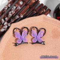 特卖 用女童古风蝴蝶结发卡发饰儿童发夹女夏季小公主假发辫头饰 20#琴忆晚梦