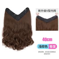 假发女长发一片式无痕U型长卷发大波浪隐形贴片接发自己接假发片 浅棕色 [女神长直发]40cm
